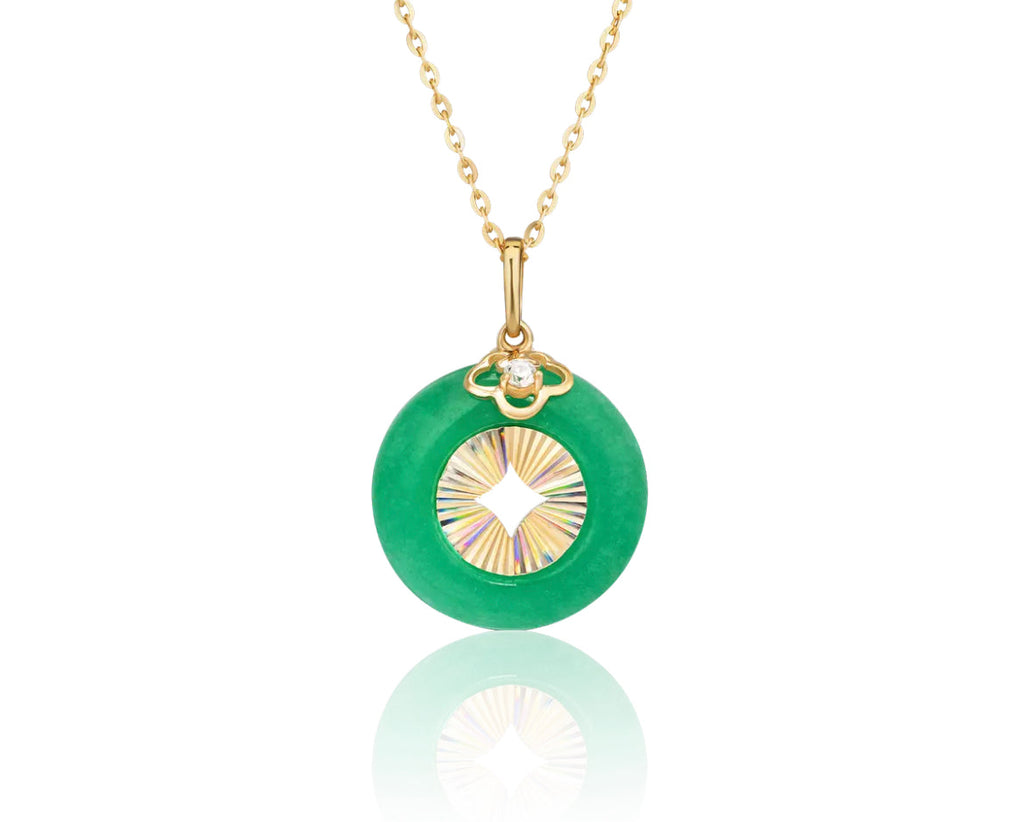 Minimalist Jewelry Ms115: 14K Gold Green Agate Gemstone Pendant