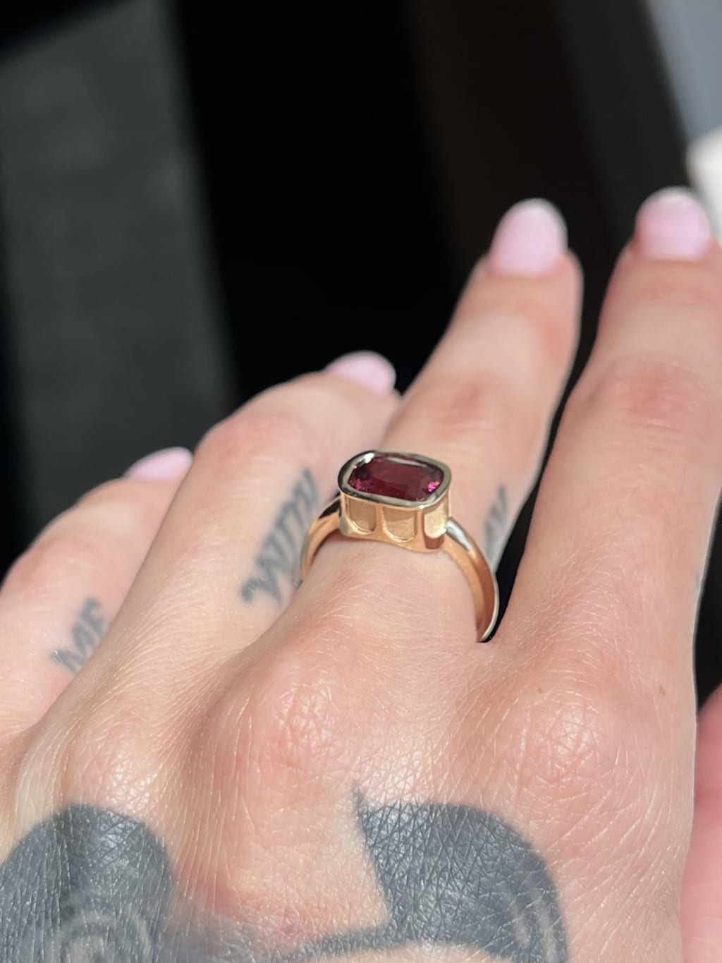 The Petal Ring: Rhodolite Garnet