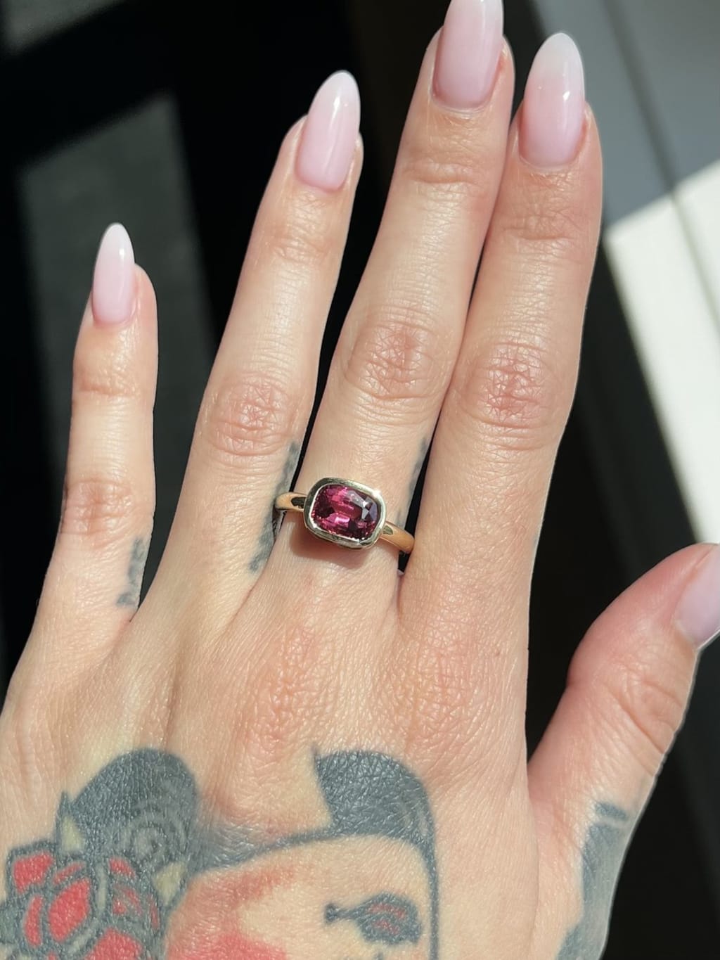 The Petal Ring: Rhodolite Garnet