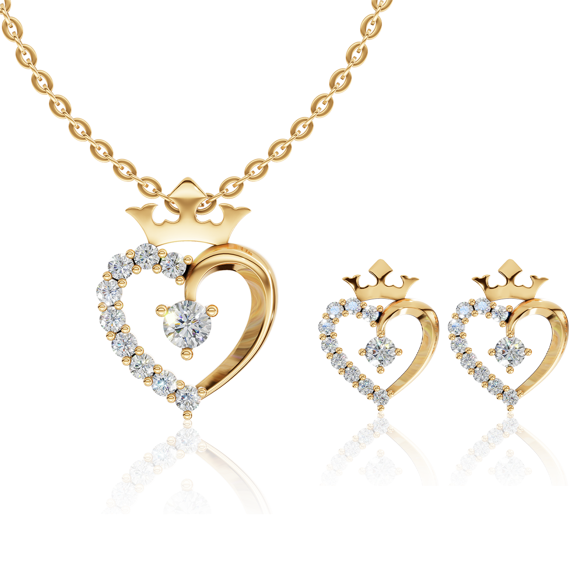 The jewelry set that enhances the energy of love and gratitude| Arlina CZ Gold Jewelry Collection (Earrings & Necklaces in 10K/14K Gold)